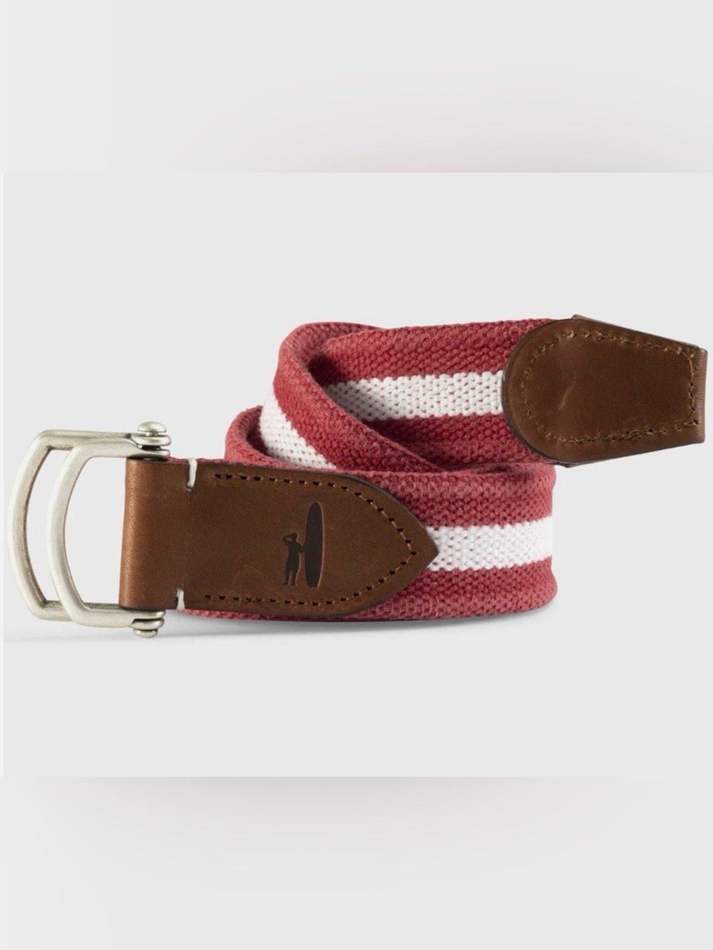NEW JOHNNIE-O RED WHITE STRIPE KISKEN D-RING BELT GOLF SZ M